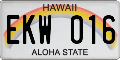 HI license plate EKW016