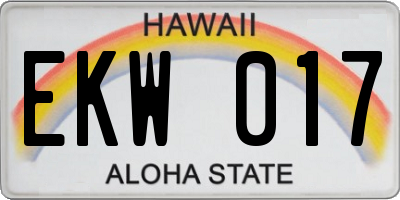 HI license plate EKW017