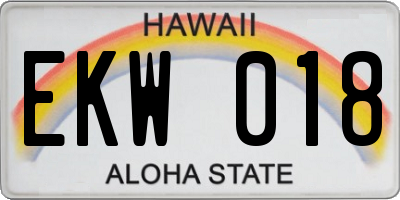 HI license plate EKW018