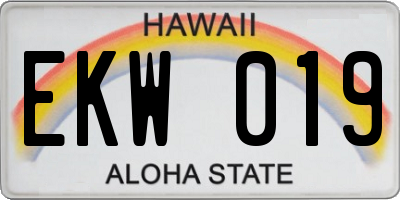 HI license plate EKW019