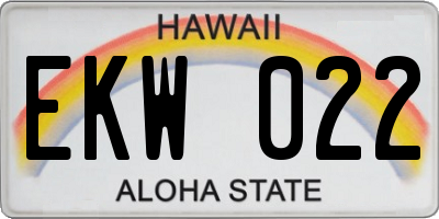 HI license plate EKW022
