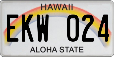 HI license plate EKW024