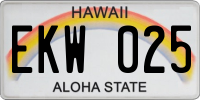 HI license plate EKW025