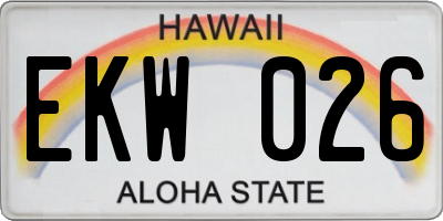 HI license plate EKW026