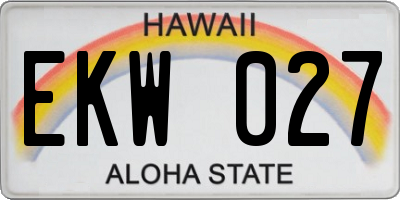 HI license plate EKW027