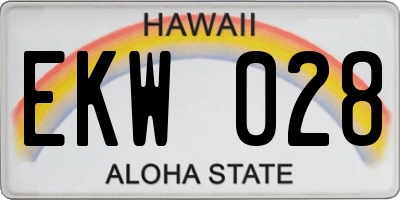 HI license plate EKW028