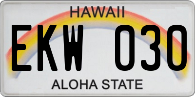 HI license plate EKW030