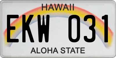 HI license plate EKW031