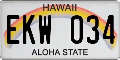 HI license plate EKW034