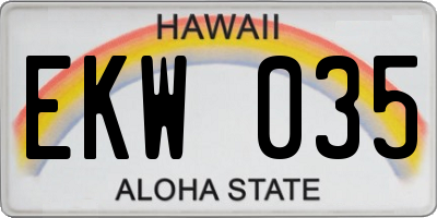 HI license plate EKW035