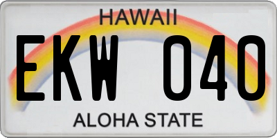 HI license plate EKW040