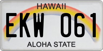 HI license plate EKW061