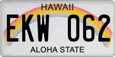 HI license plate EKW062