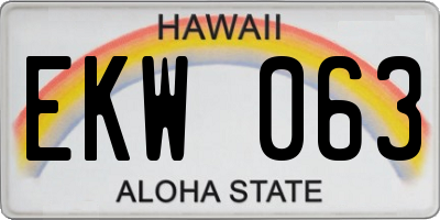 HI license plate EKW063