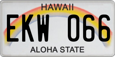 HI license plate EKW066