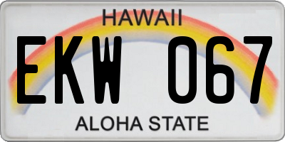 HI license plate EKW067