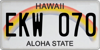 HI license plate EKW070