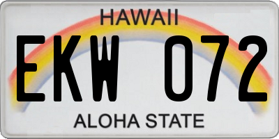 HI license plate EKW072