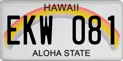 HI license plate EKW081