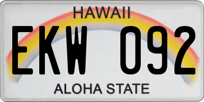 HI license plate EKW092