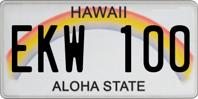 HI license plate EKW100