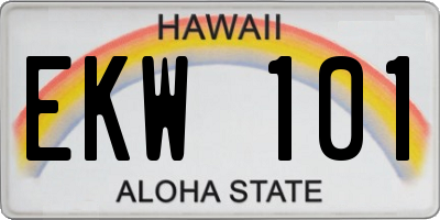 HI license plate EKW101