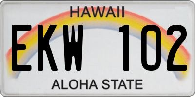 HI license plate EKW102