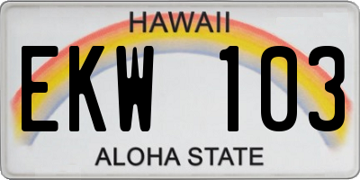 HI license plate EKW103