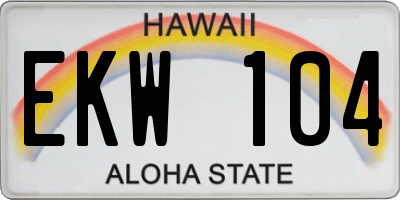 HI license plate EKW104