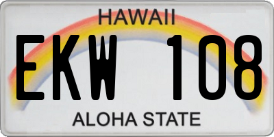 HI license plate EKW108