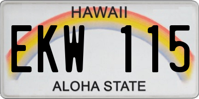 HI license plate EKW115