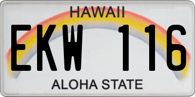 HI license plate EKW116