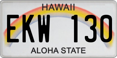 HI license plate EKW130