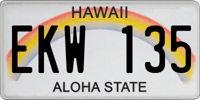 HI license plate EKW135