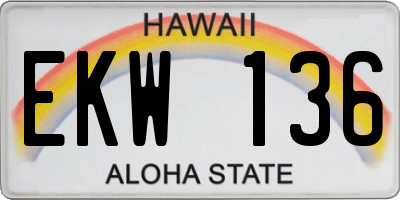 HI license plate EKW136