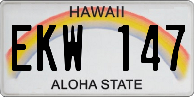 HI license plate EKW147