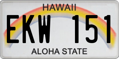 HI license plate EKW151