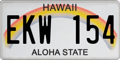 HI license plate EKW154
