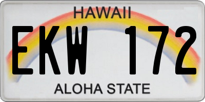 HI license plate EKW172