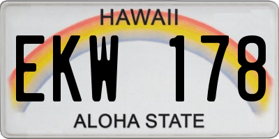 HI license plate EKW178