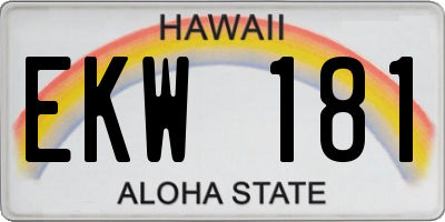 HI license plate EKW181