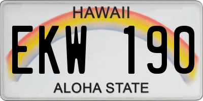 HI license plate EKW190