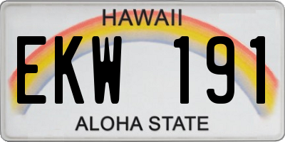 HI license plate EKW191