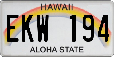 HI license plate EKW194
