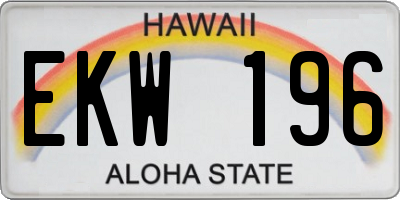 HI license plate EKW196
