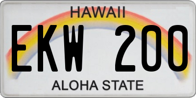 HI license plate EKW200