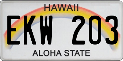 HI license plate EKW203
