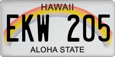 HI license plate EKW205