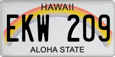 HI license plate EKW209