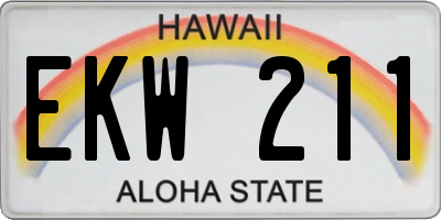 HI license plate EKW211